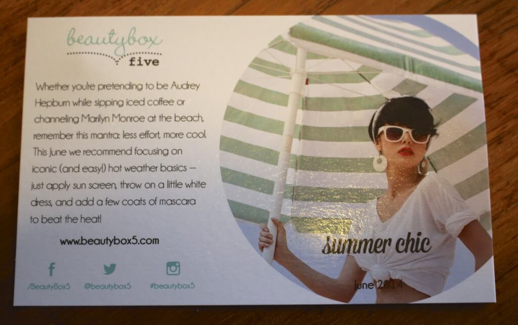 Beauty Box 5 Free Box Code & Mini Review – June 2014