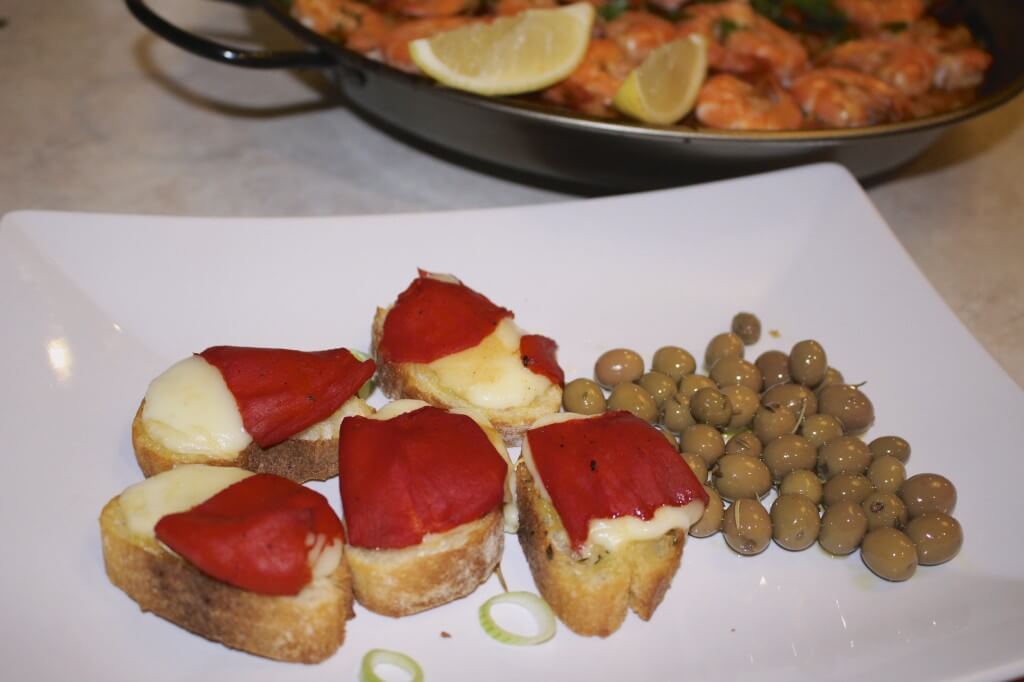 Easy Spanish Tapas Recipes – Marinated Arbequina Olives and Stuffed Piquillo Pepper Toasts