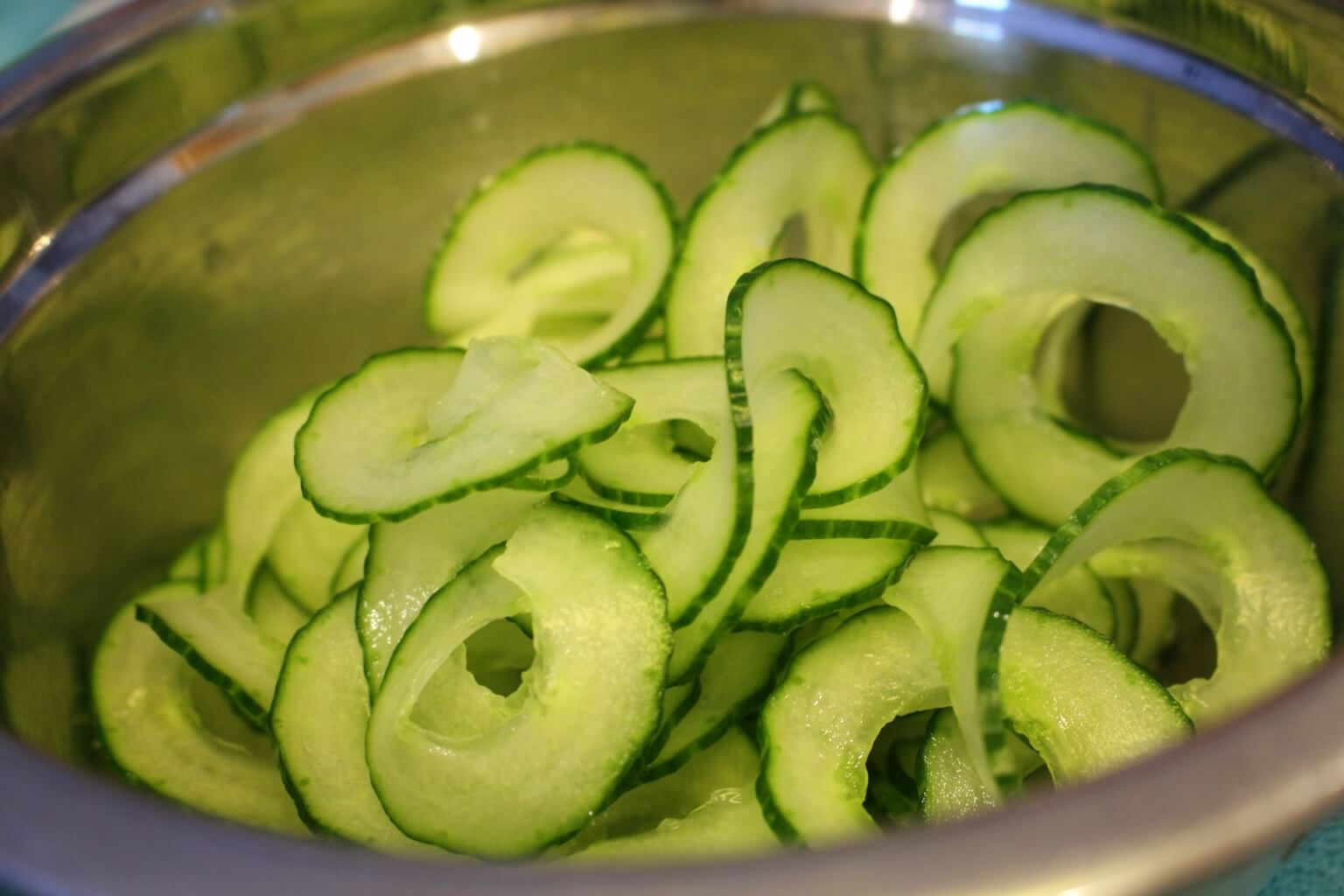 Spiralized Quick-Pickled Cucumber Salad with Artisan Sriracha