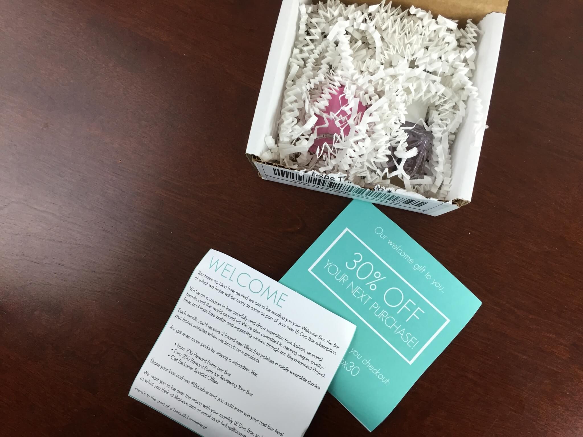 Lillian Eve Nail Polish Subscription Welcome Box Review + Free Welcome Box Coupon