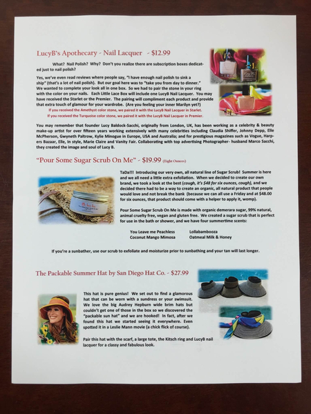little lace box june 2015 information sheet