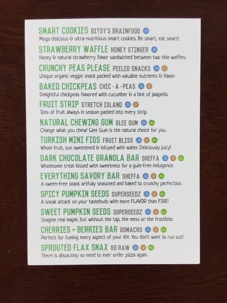 snack sack june 2015 review card