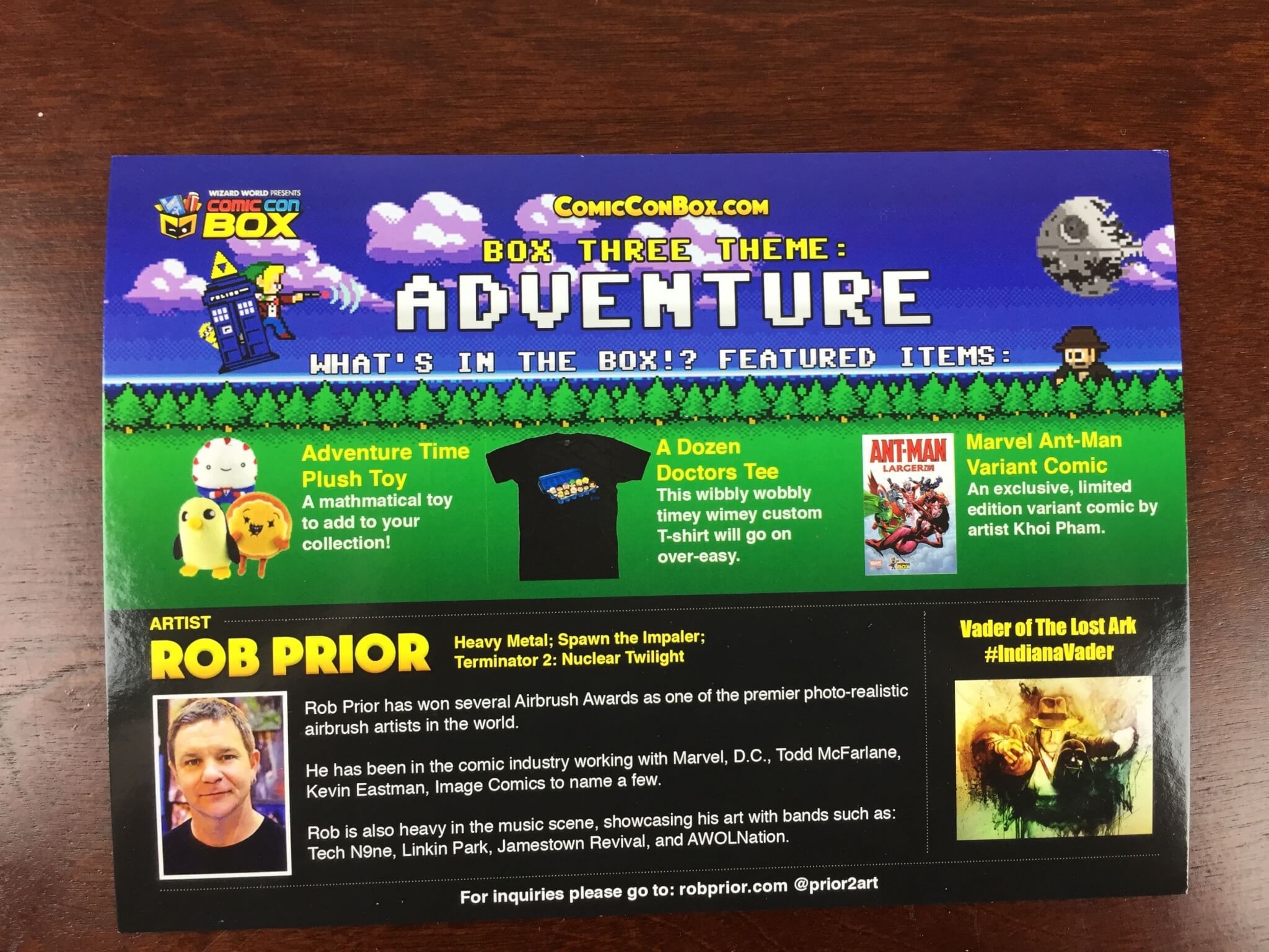 comic con box july 2015 card