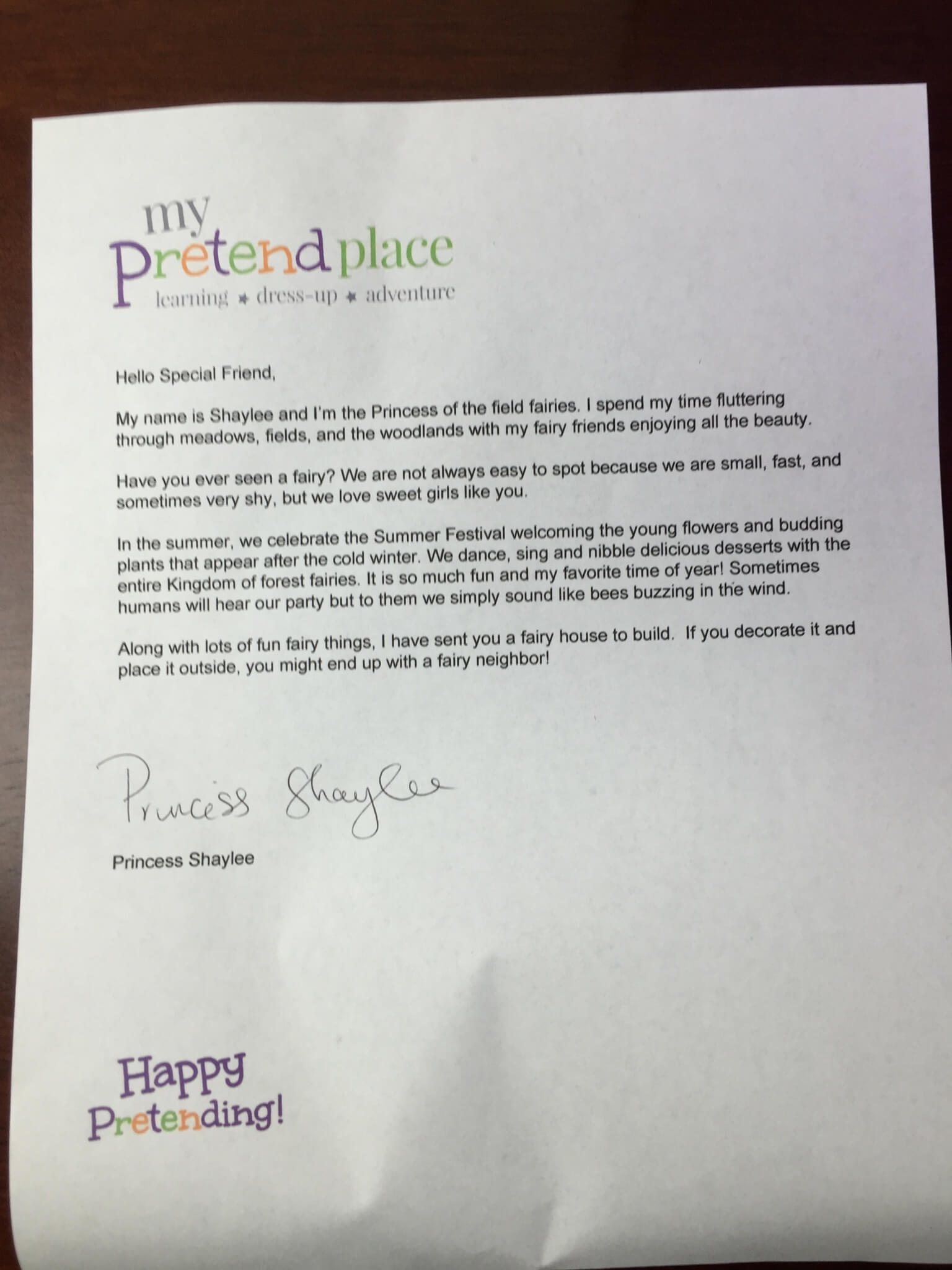 pretend place dress up fairy box july 2015 letter