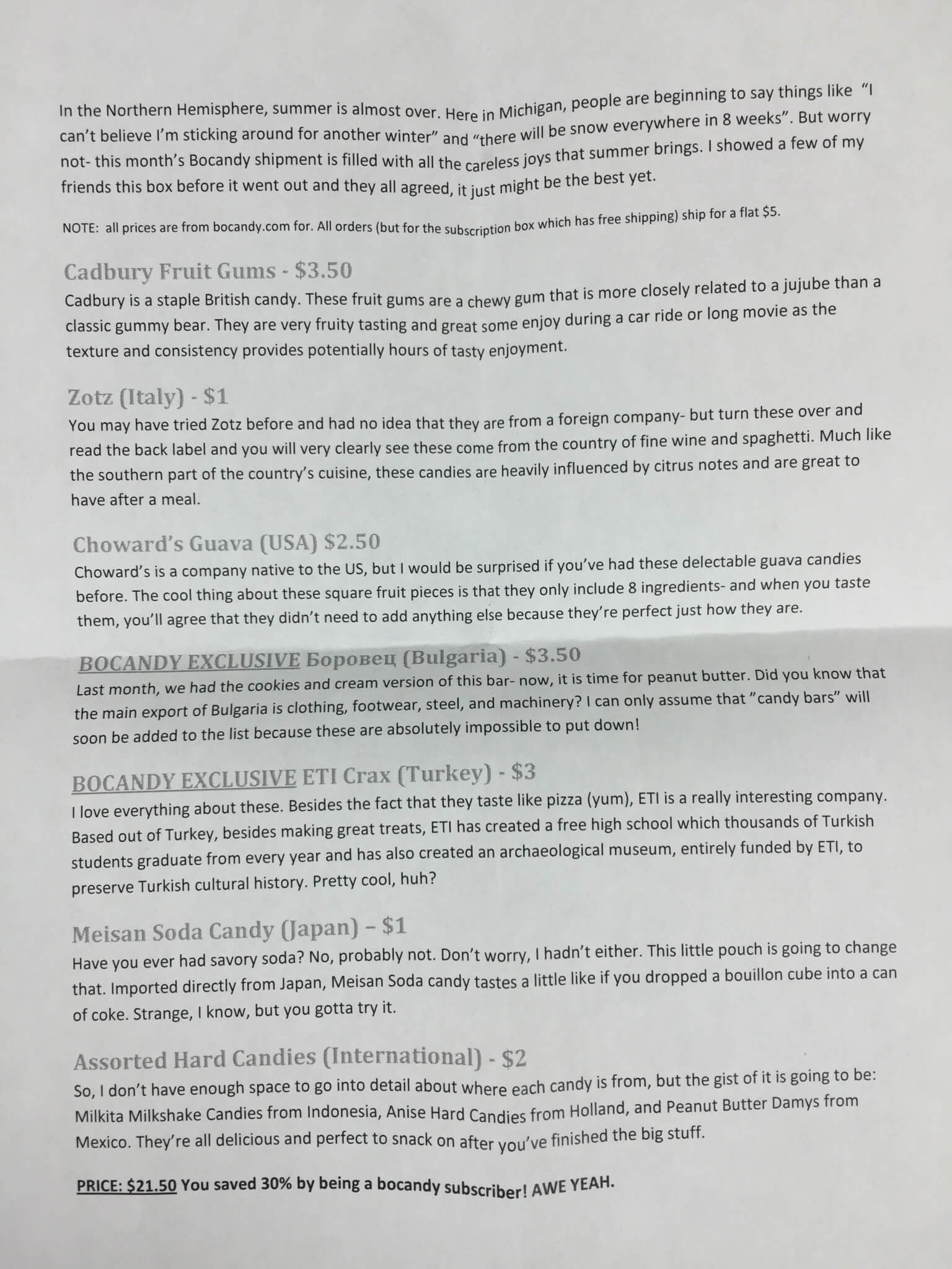 bocandy august 2015 information