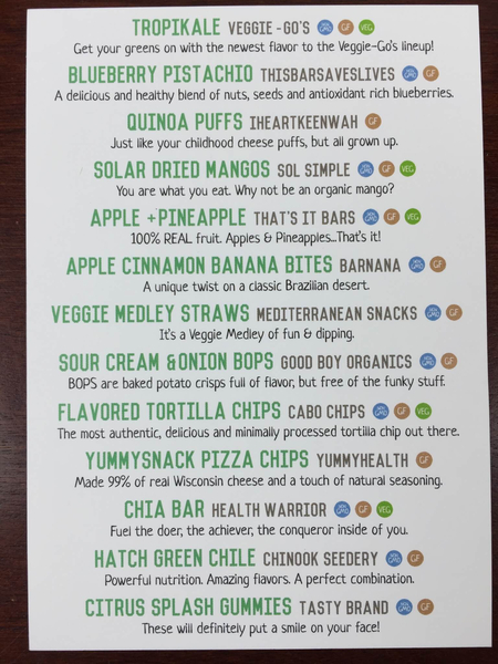 snack sack august 2015 card