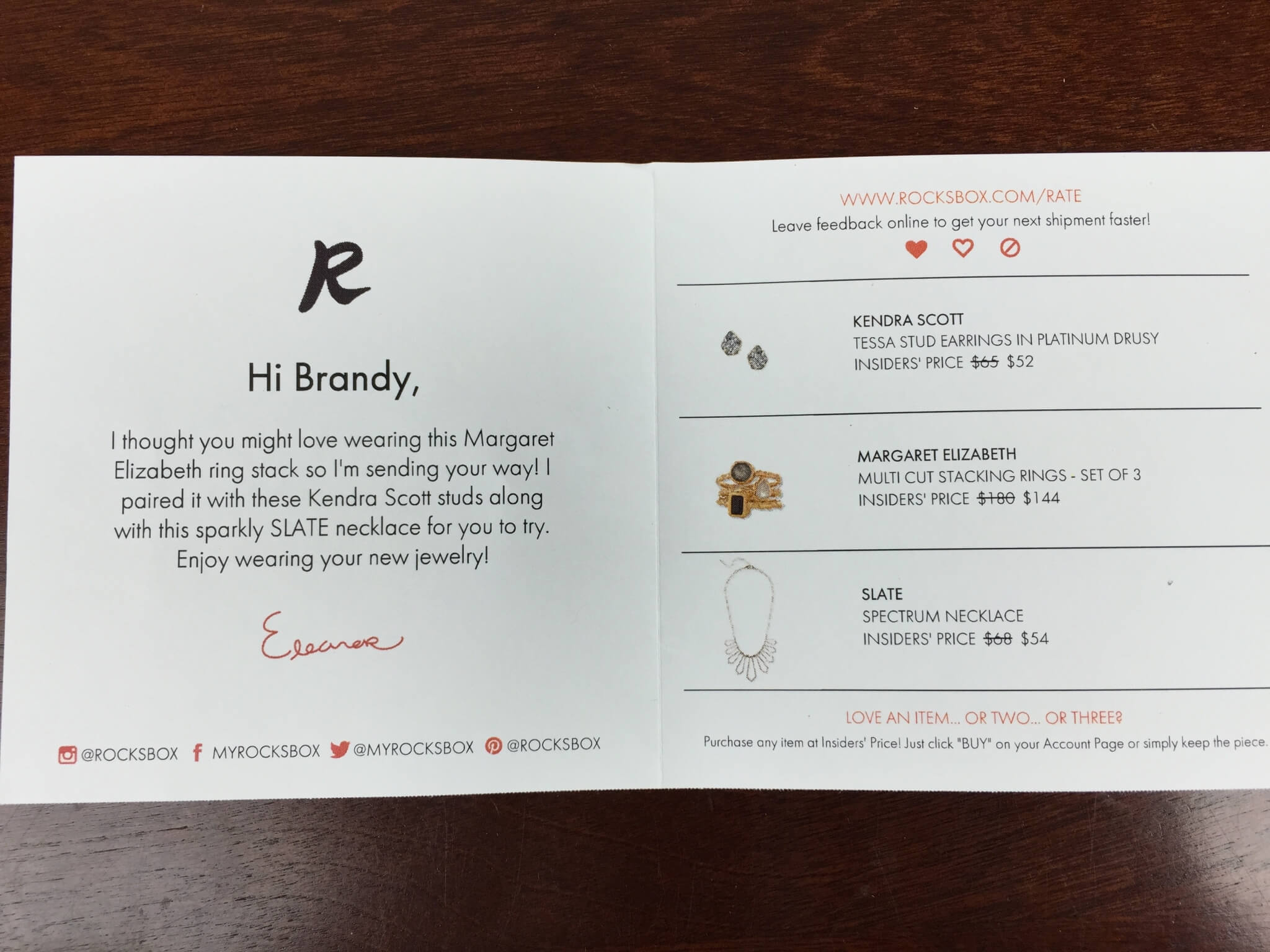 august 2015 rocksbox information