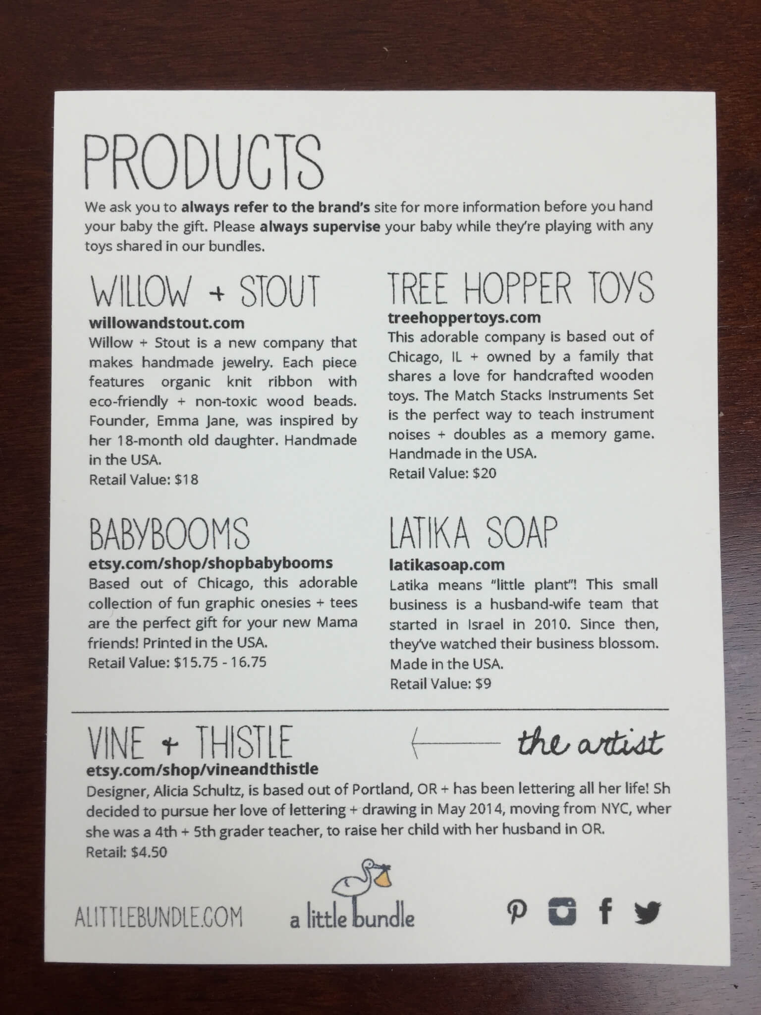 a little bundle july 2015 information card