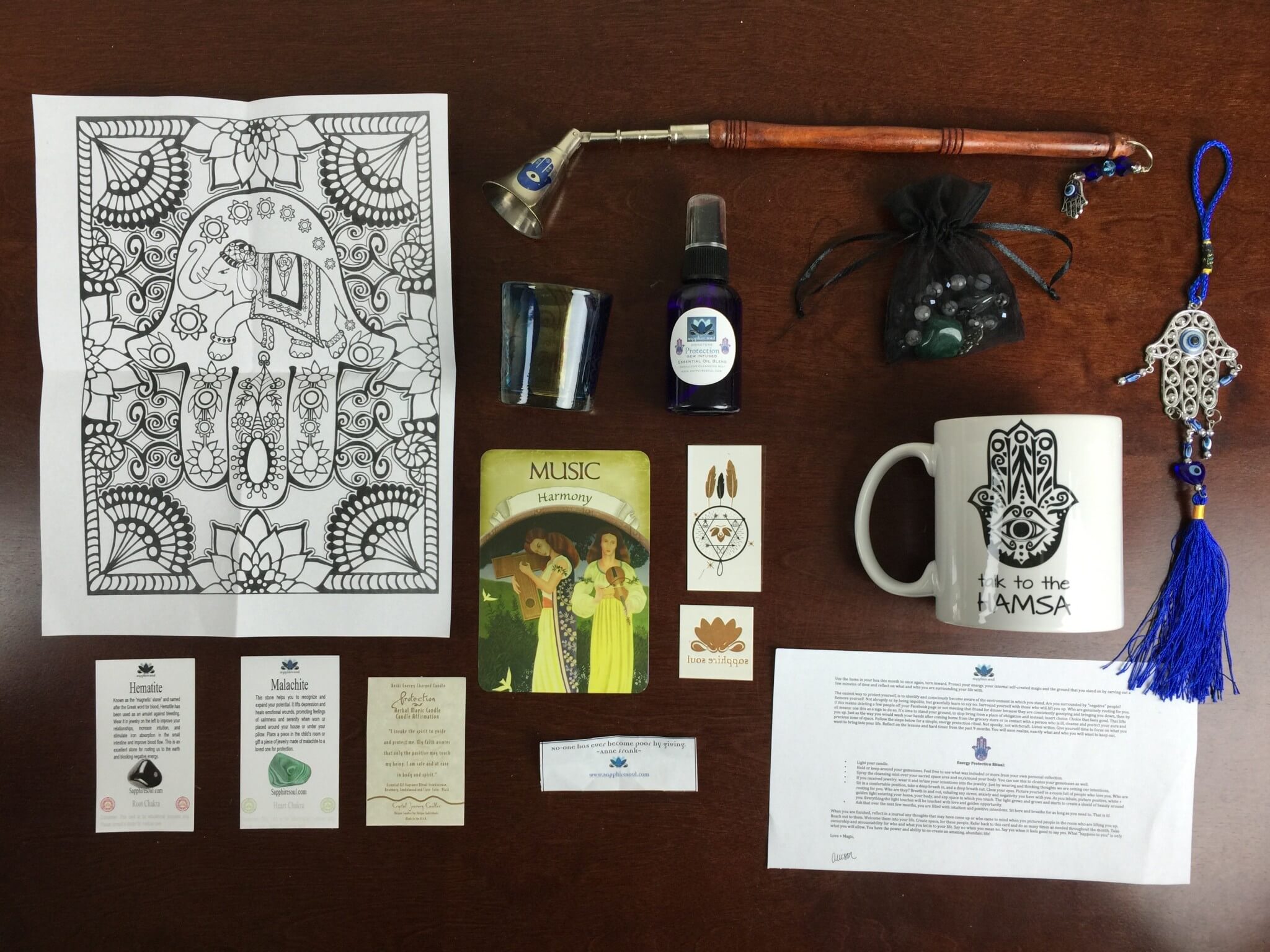 Sapphire Soul Subscription Box Review & Coupon – October 2015 Hamsa Magic Box