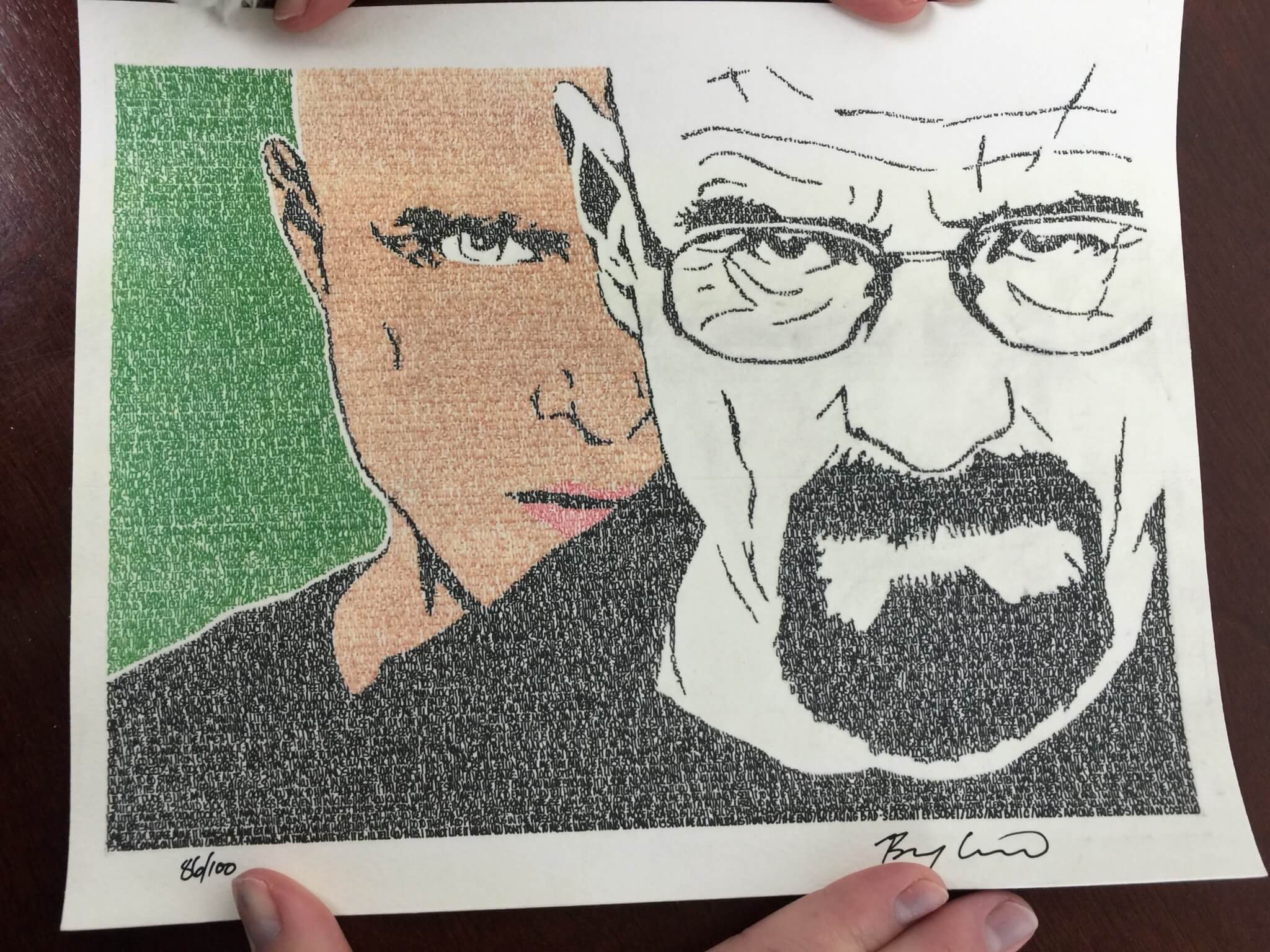 Artbotic November 2015 bryan costello breaking bad script print