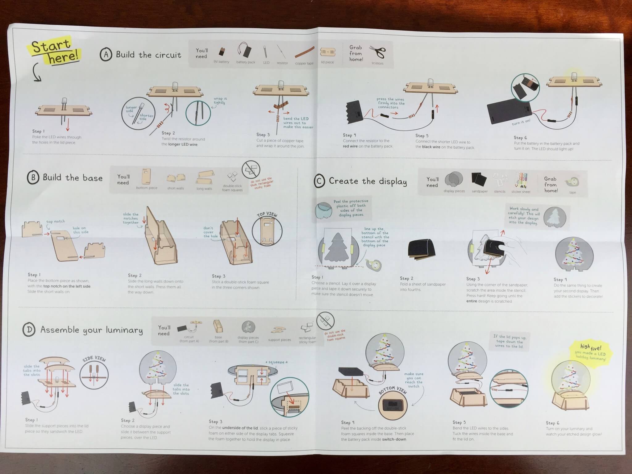 Tinker Crate LED Holiday Luminary instructions