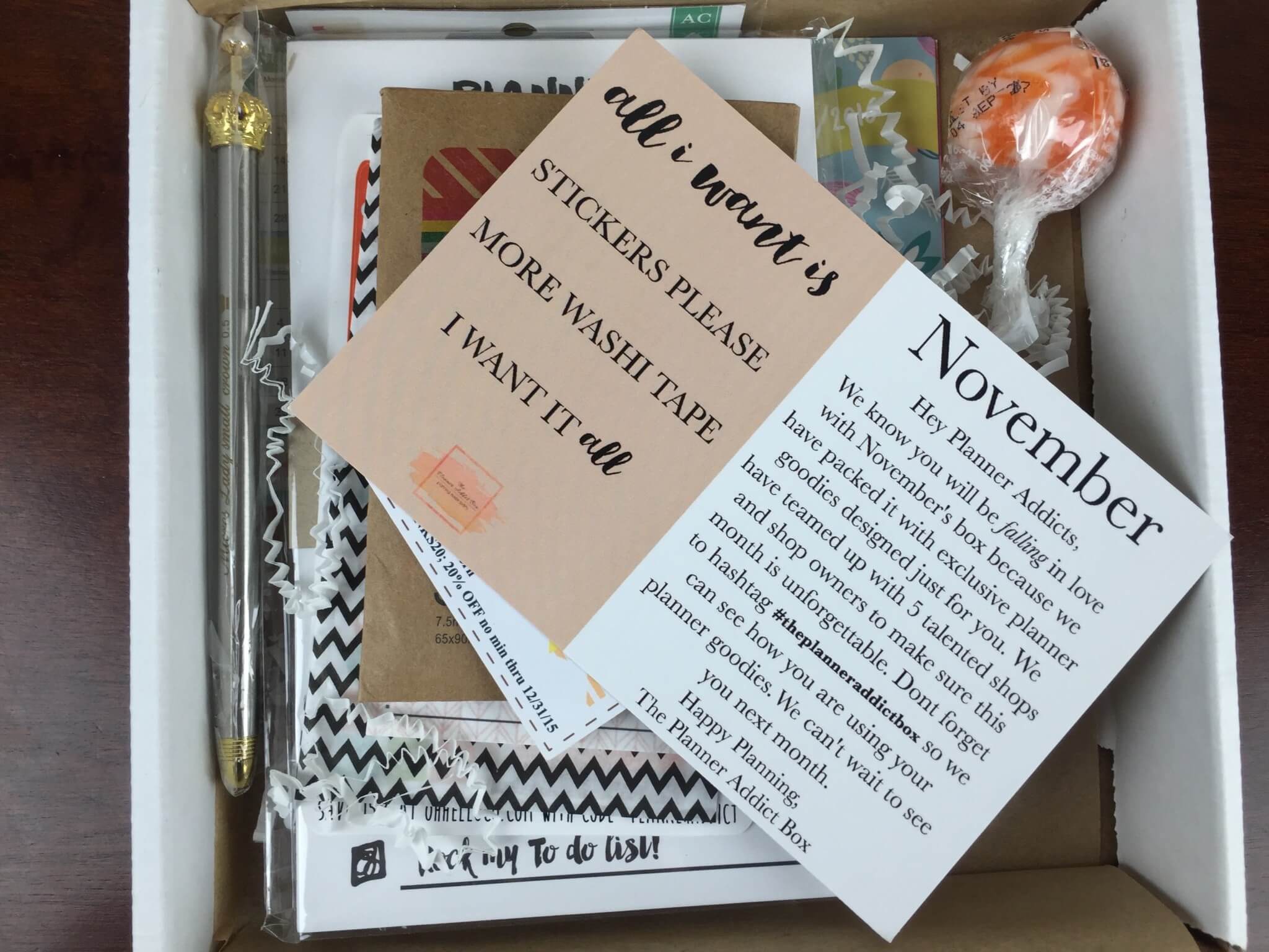 The Planner Addict Box November 2015 Subscription Box Review