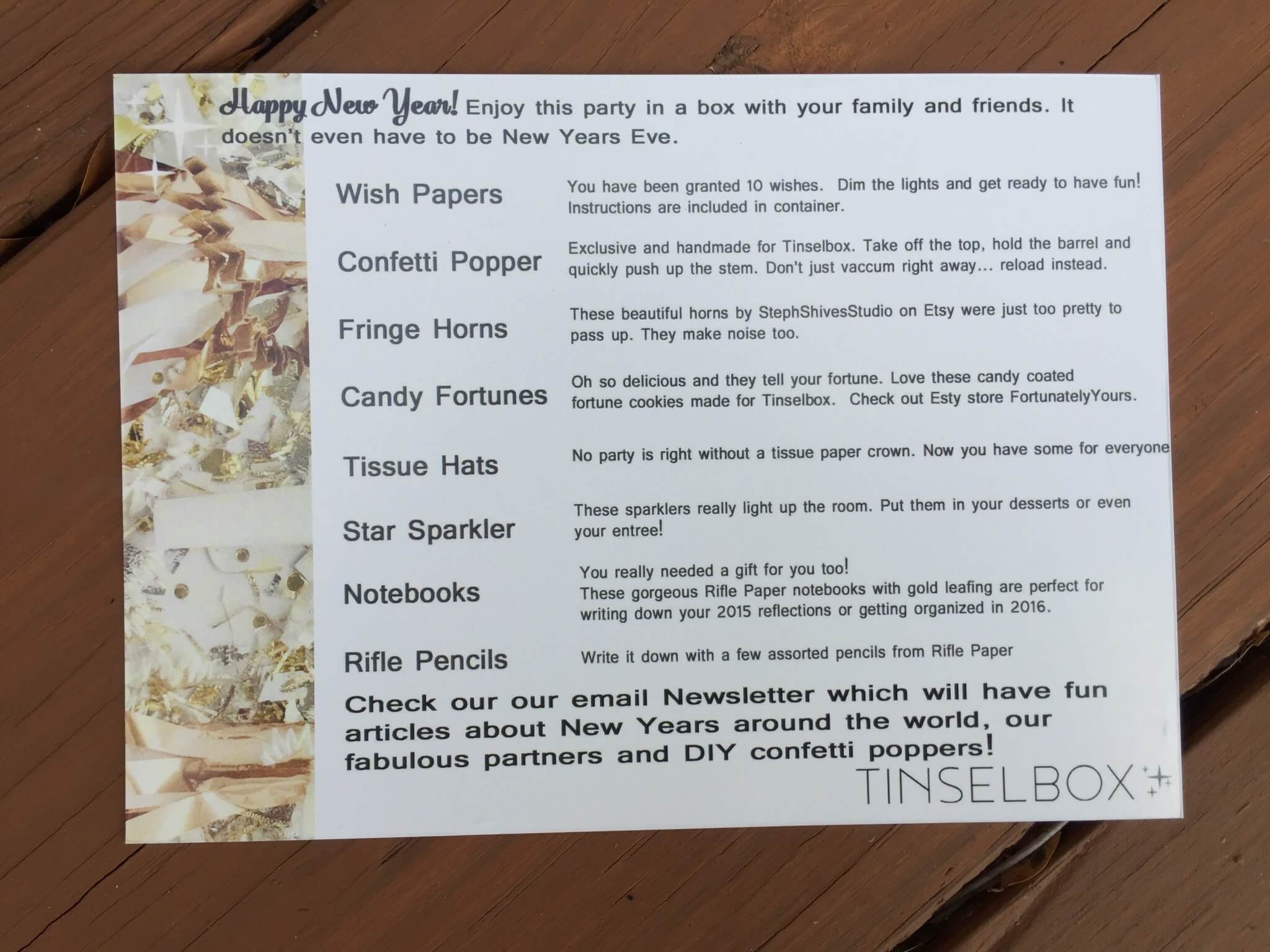 Tinselbox January 2016 information