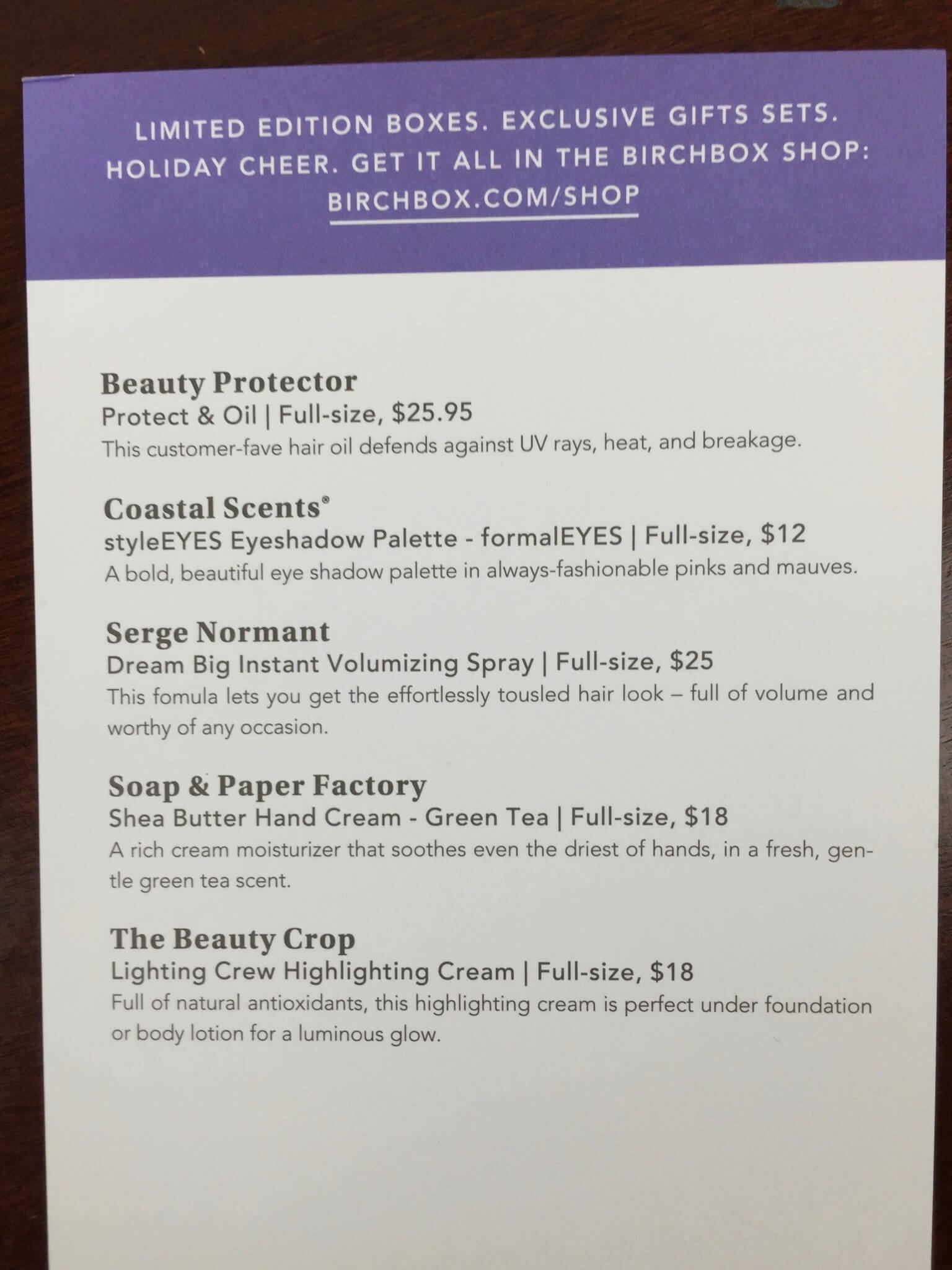 birchbox december 2015 info