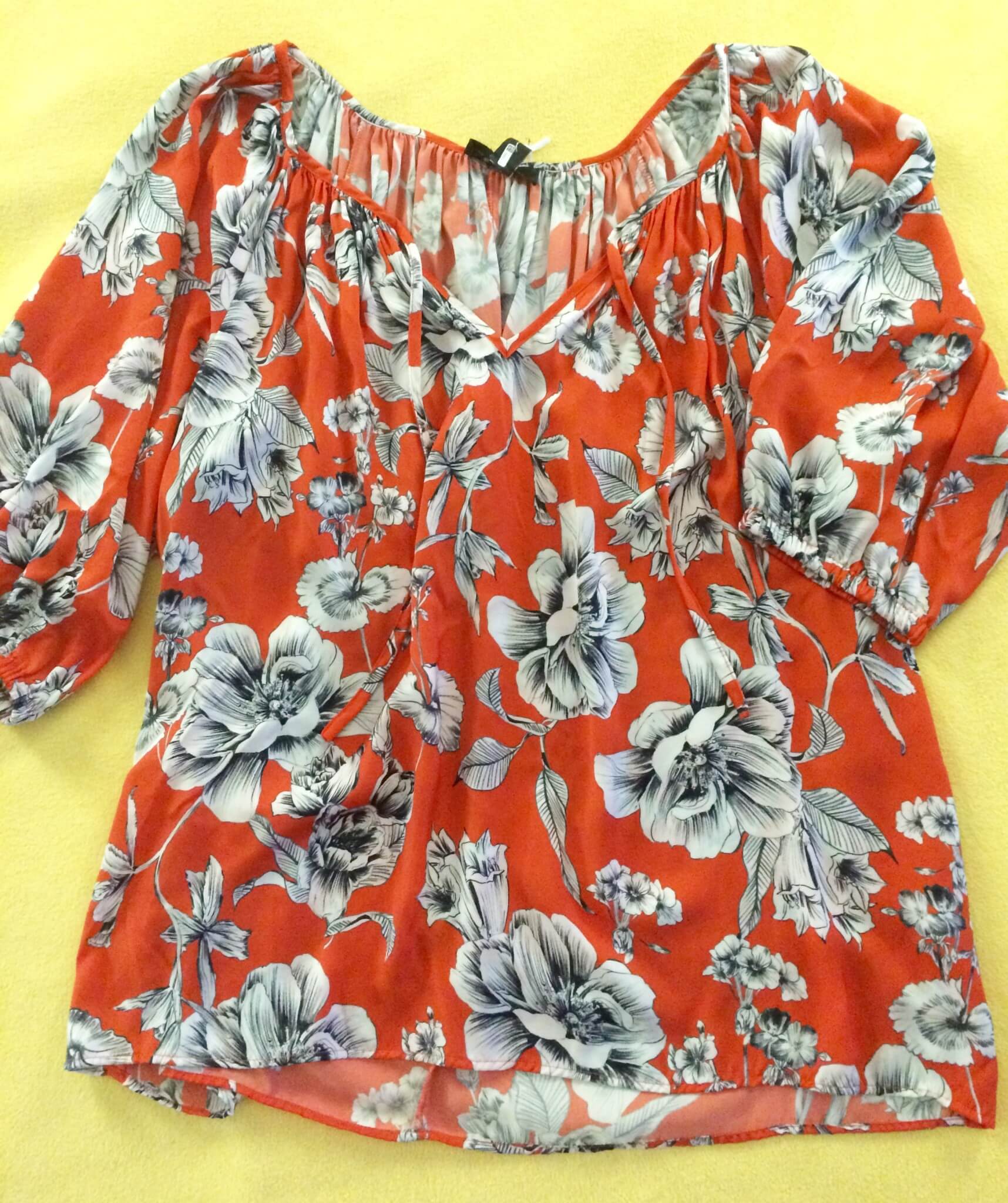 Karen Kane Etched Floral Peasant Top