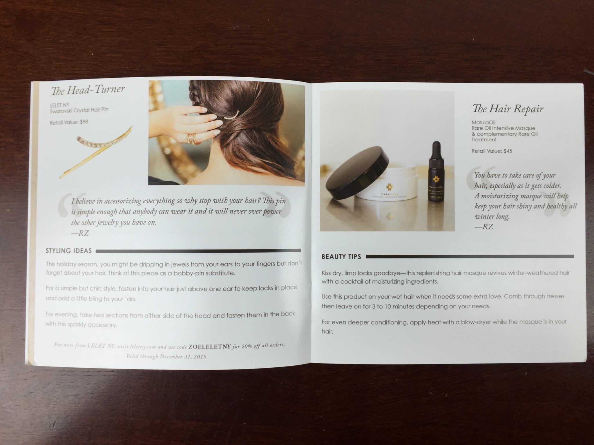 zoe report box of style winter 2015 inside booklet