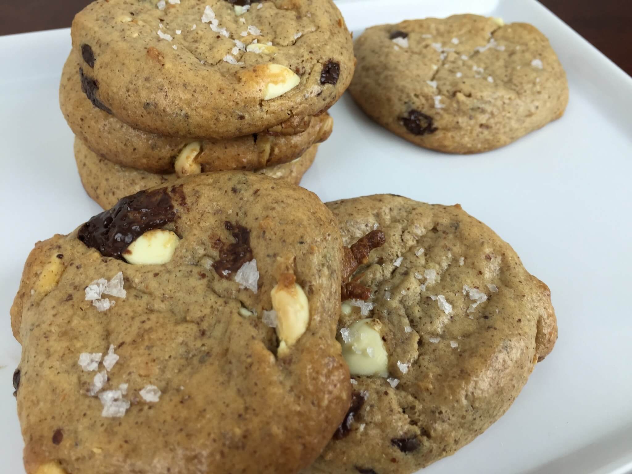 Almond Butter Cookies with Dark and White Chocolate stack