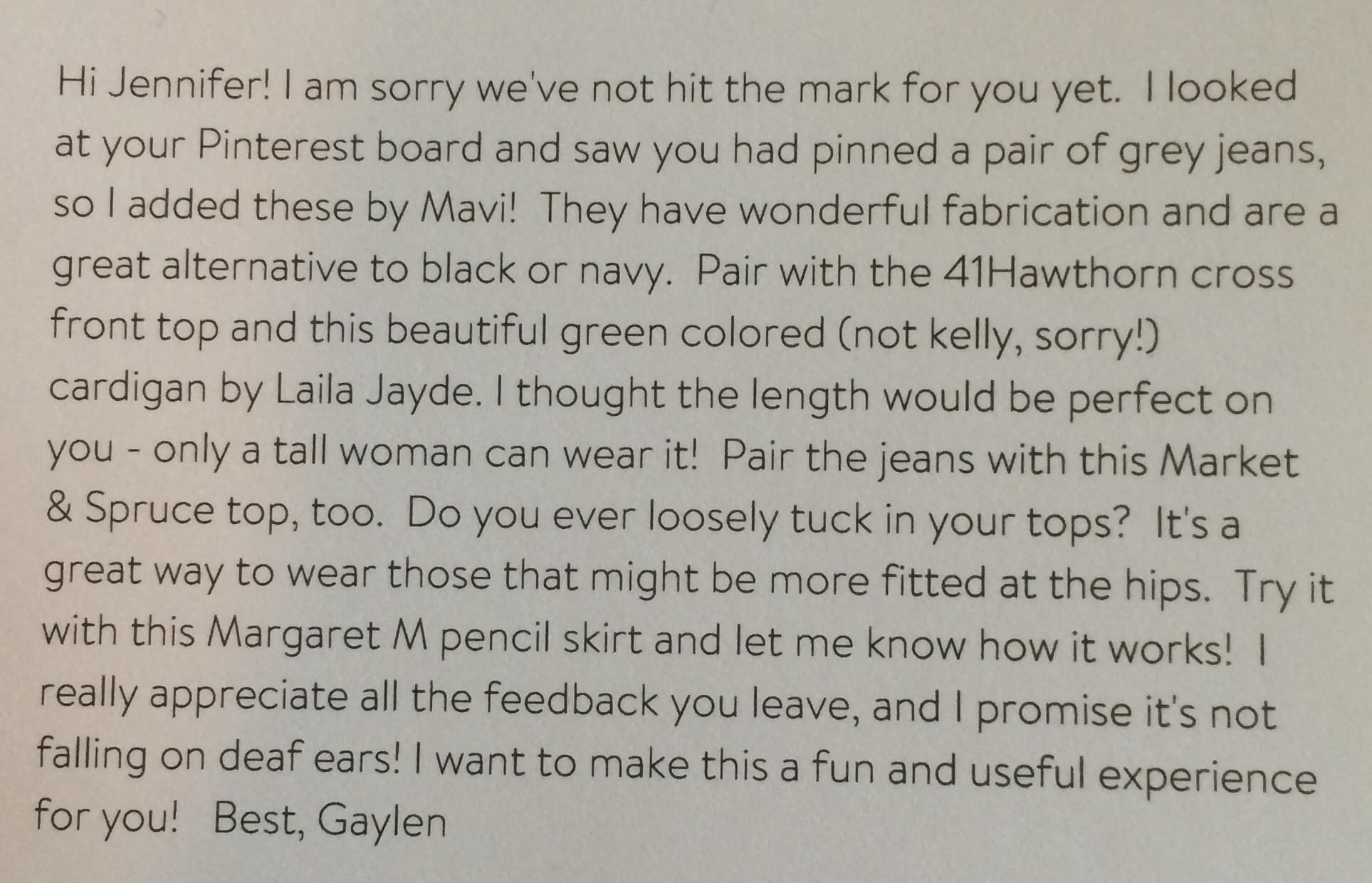 Stylist note