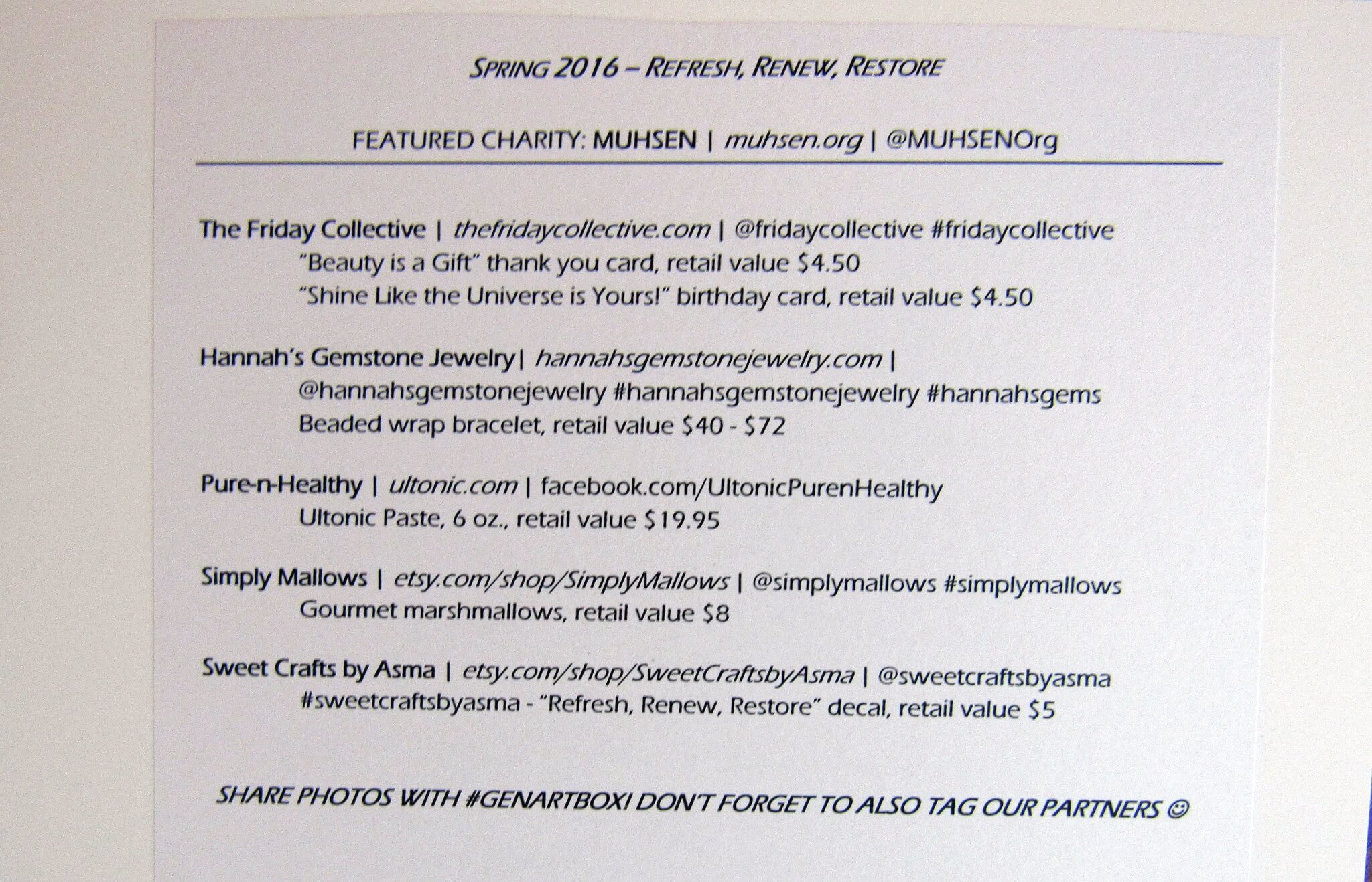Information Card Back