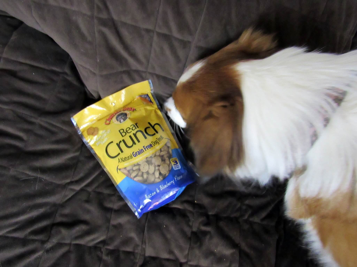 Daisy is checking out the package.