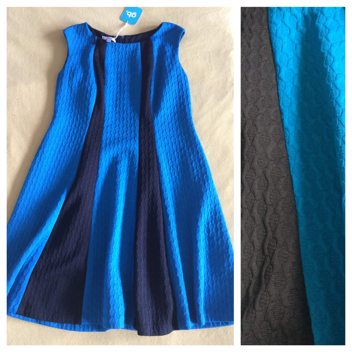 London Times Fit & Flare Dress In Black & Blue (14W)