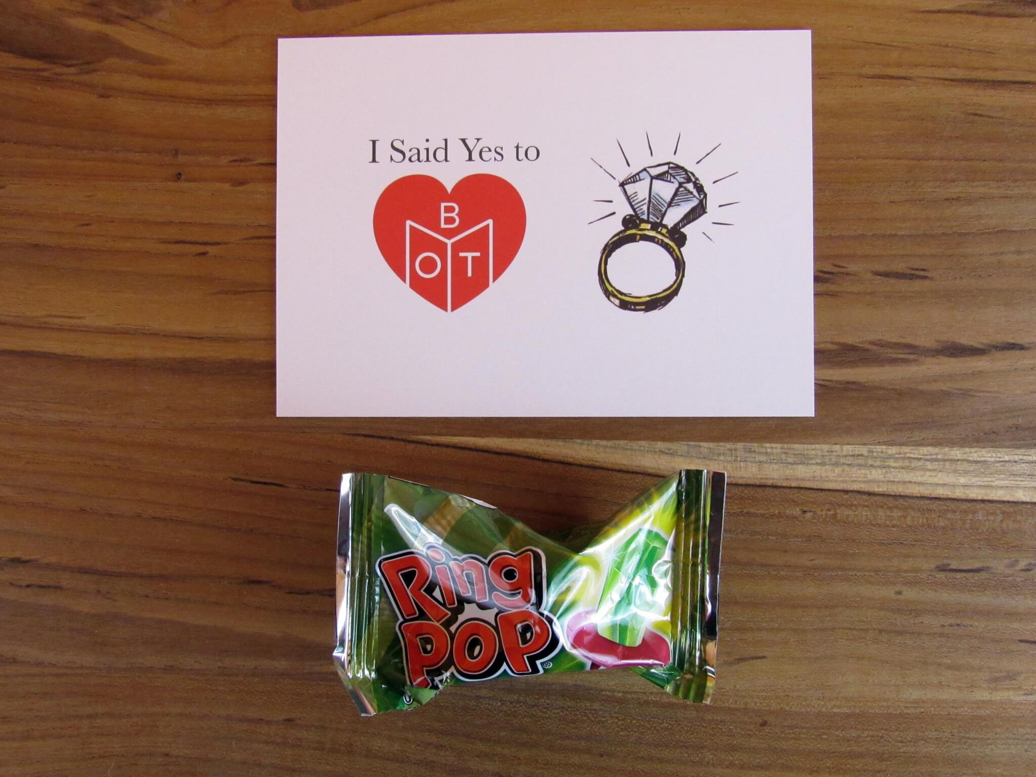The proposal and Ring Pop!