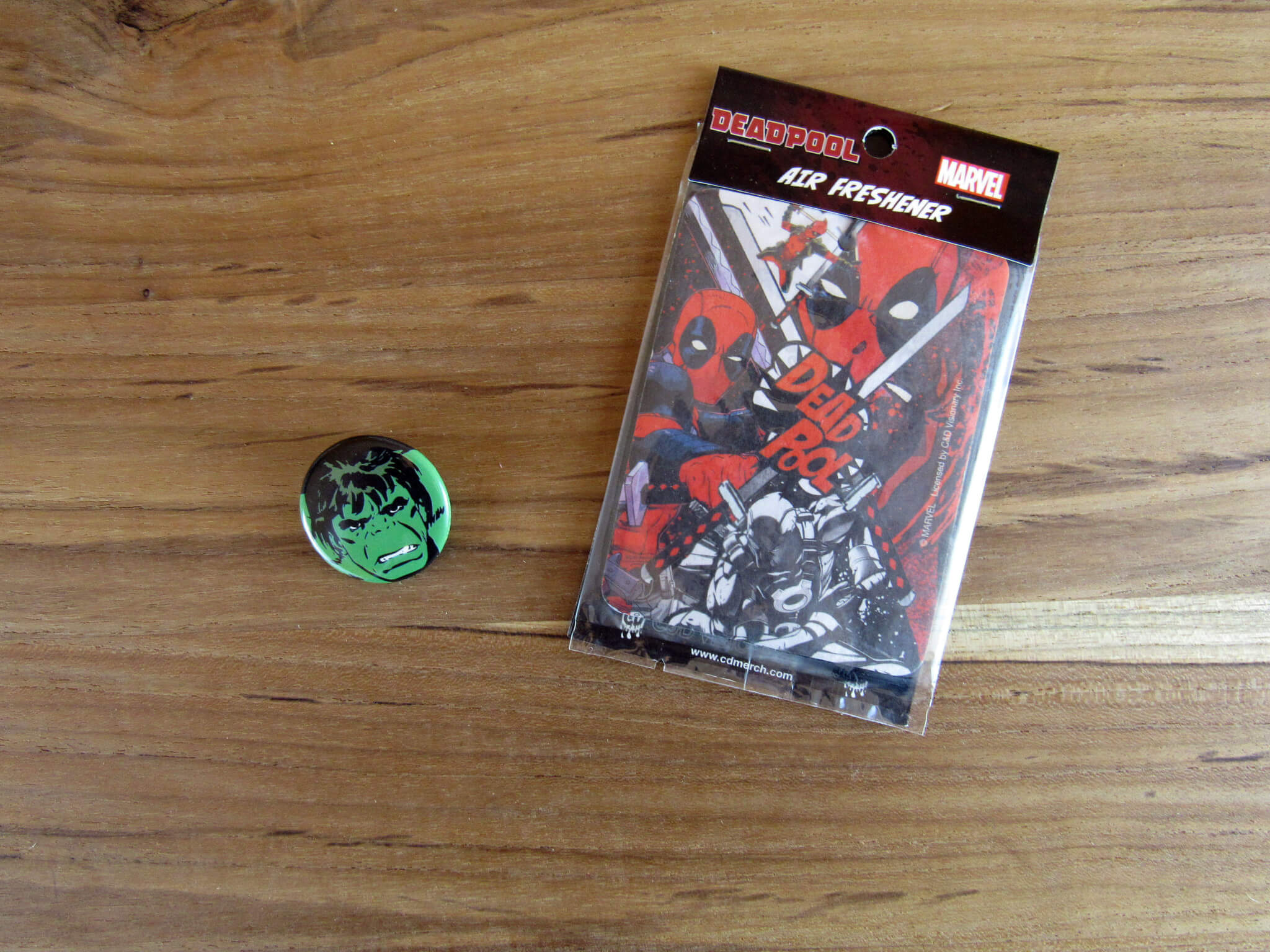 Retro Hulk Pin and Deadpool Air Freshener