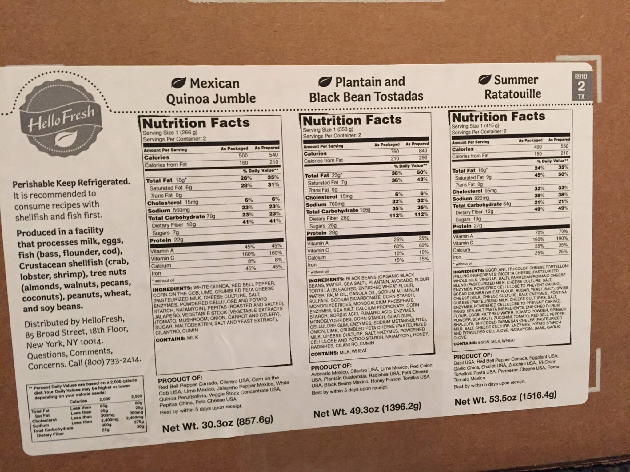 Hello Fresh Veggie Box May-June 2016 Box