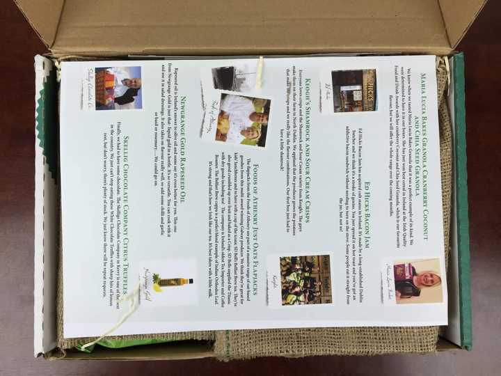 Irish Taste Club July 2016 unboxing