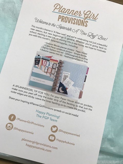 Planner Girl Provisions September 2017 Subscription Box Review