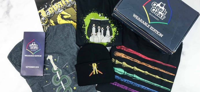 Geek Gear World of Wizardry Wearables September 2018 Subscription Box Review + Coupon