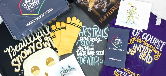 Geek Gear World of Wizardry Wearables November 2018 Subscription Box Review + Coupon
