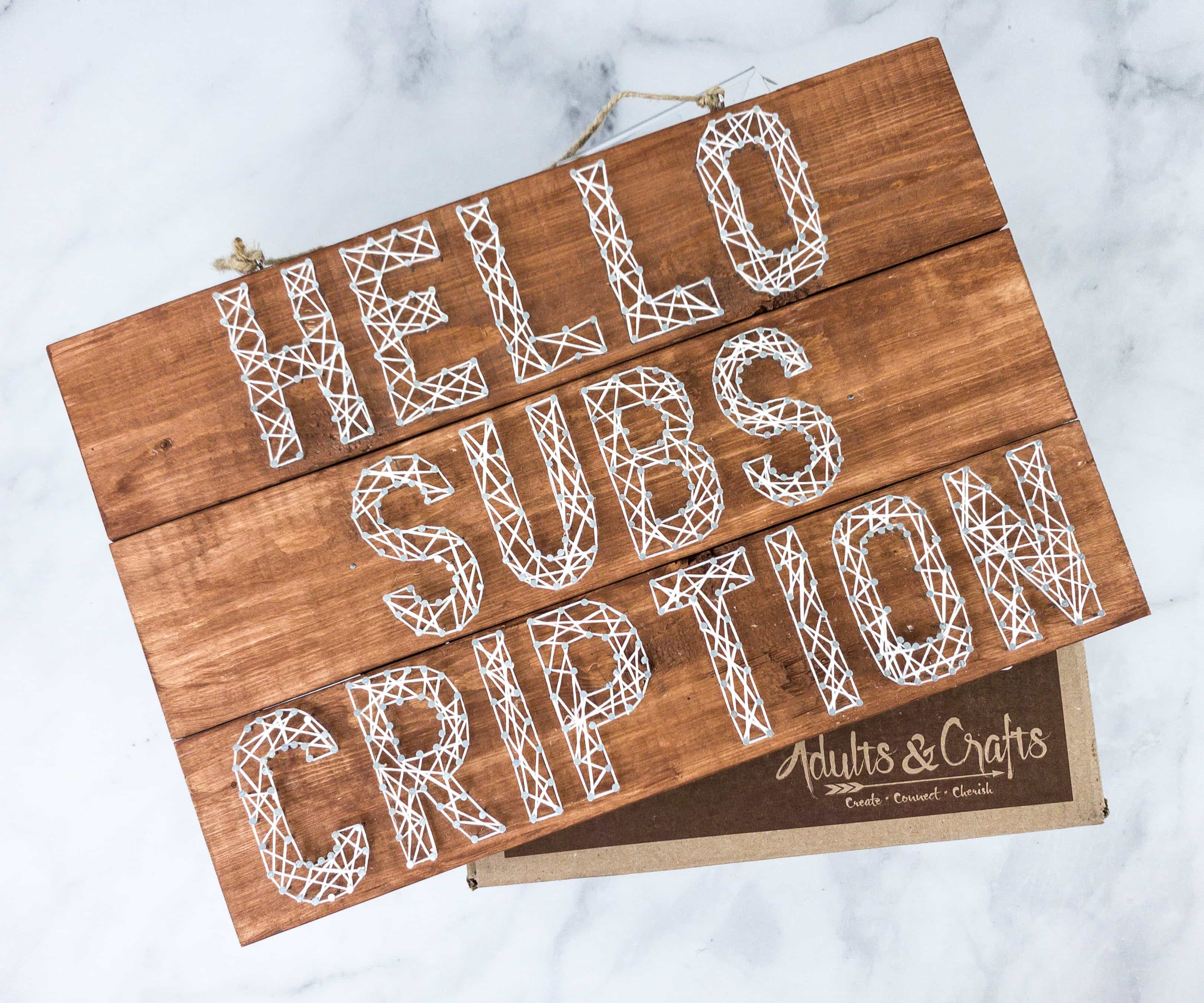 Adults & Crafts Subscription Box Review + Coupon – STRING ART WOOD SIGN KIT