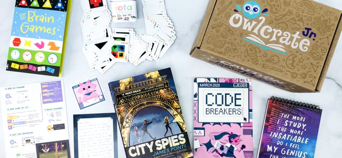 OwlCrate Jr. March 2020 Box Review & Coupon – CODE BREAKERS