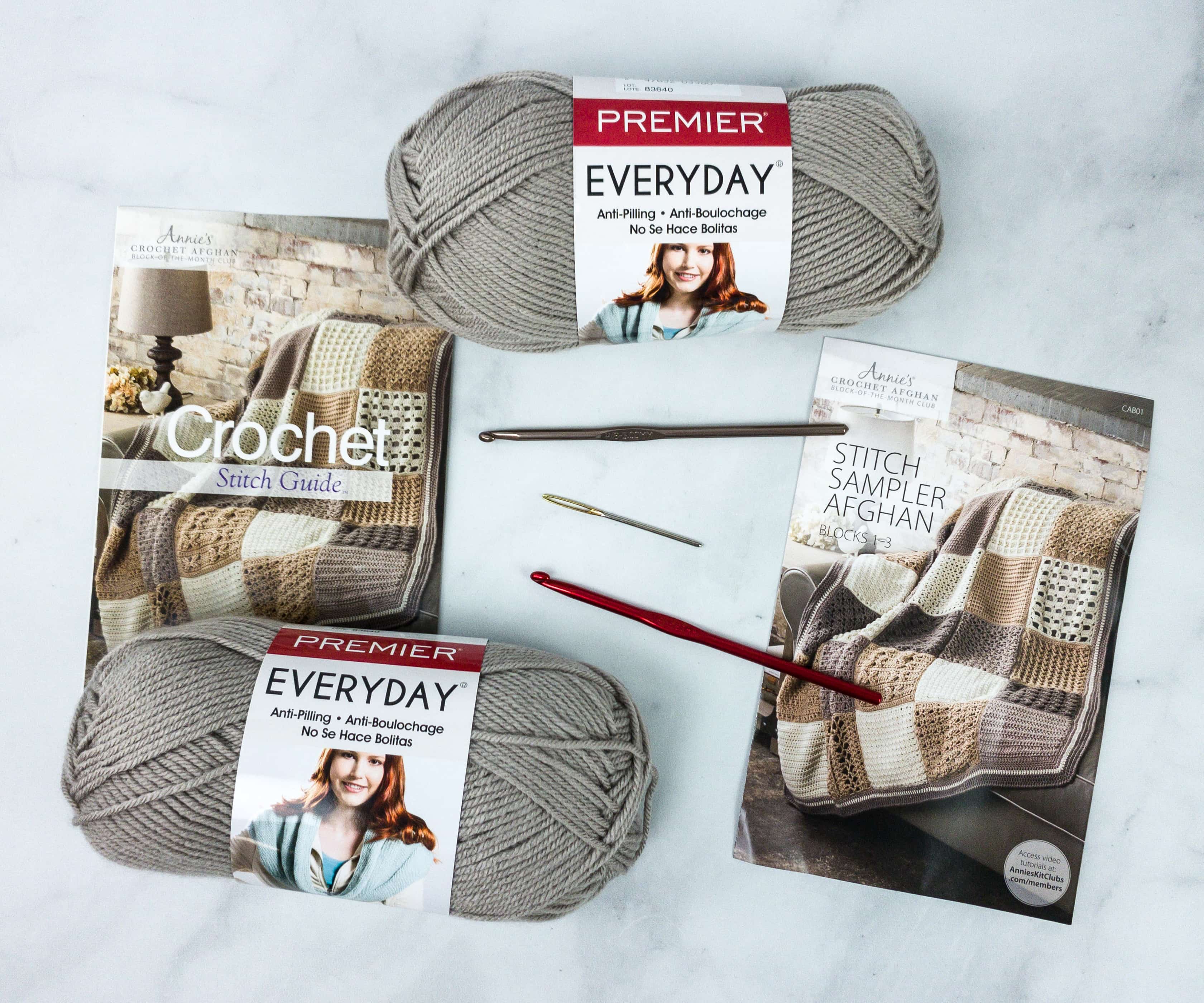 Annie’s Crochet Afghan Block-of-the-Month Club Unboxing Review + Coupon – STITCH SAMPLER AFGHAN