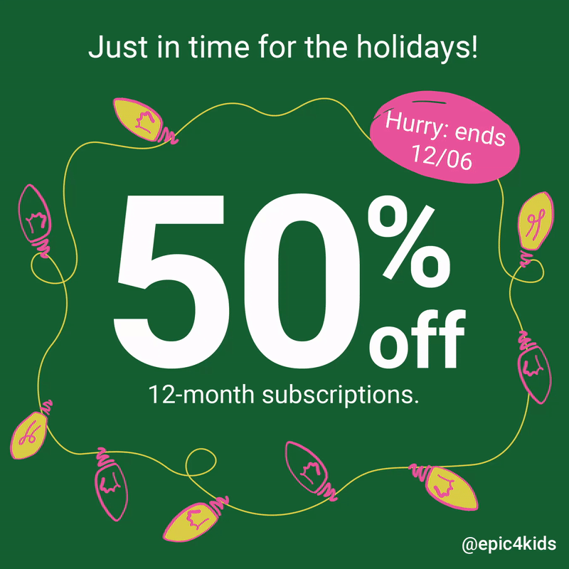 Epic! Kids Books Cyber Monday Deals: Save HALF on Annual Subscription On This Kids Book App!