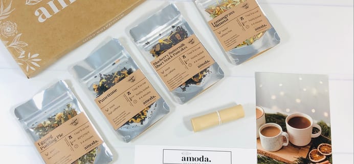 Amoda Tea Subscription December 2021 Review & Coupon: Cozy and Celebratory Tea Blends!