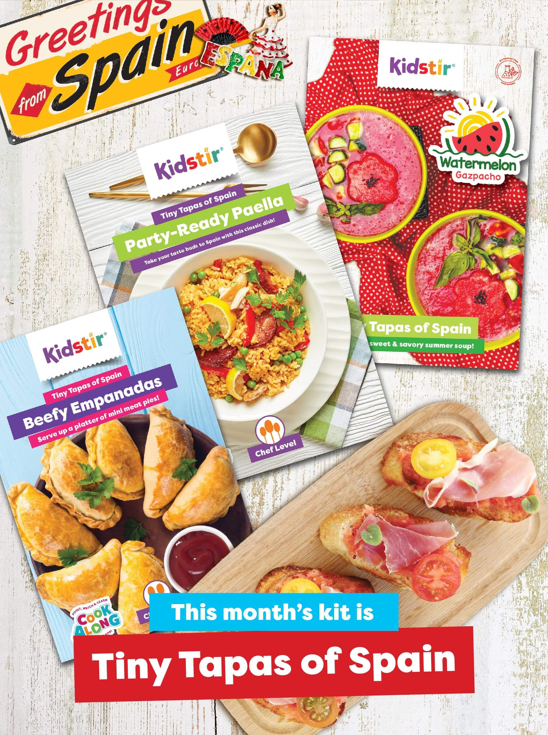 KidStir Kids Cooking Kit August 2023 Spoilers: Tiny Tapas of Spain!