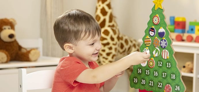 Melissa & Doug Advent Calendar: 24 Magnetic Wooden Ornaments + Star Topper!