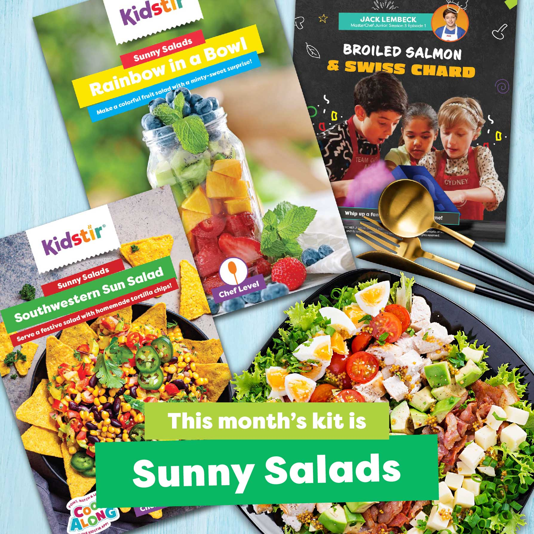 KidStir Kids Cooking Kit July 2024 Spoilers: Sunny Salads!