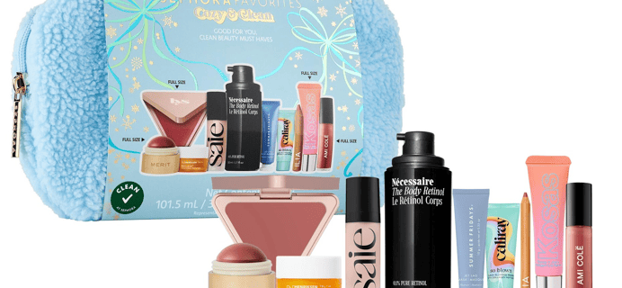 Sephora Favorites Cozy and Clean Makeup and Skincare Set: 10 Clean Beauty Picks To Sparkle For The Holidays!