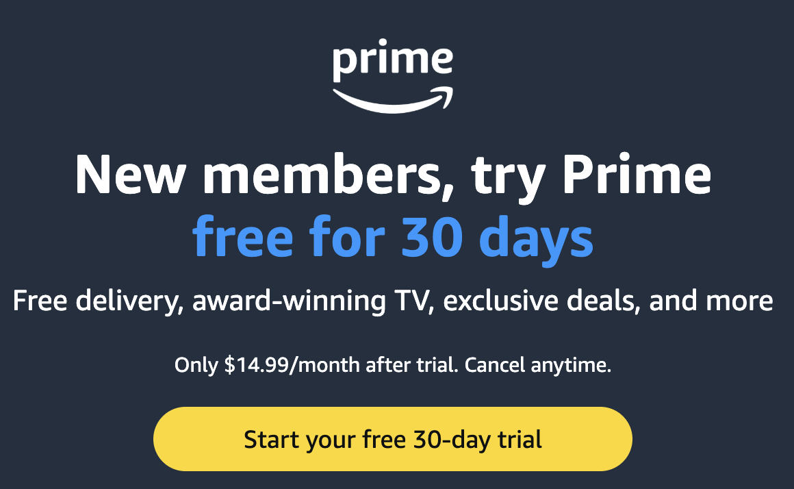 Amazon Prime Cyber Monday Deal: 30 Days FREE Trial!