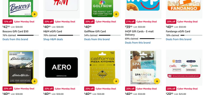 Amazon Cyber Monday: Up 20% Off With Select Gift Card Purchase!
